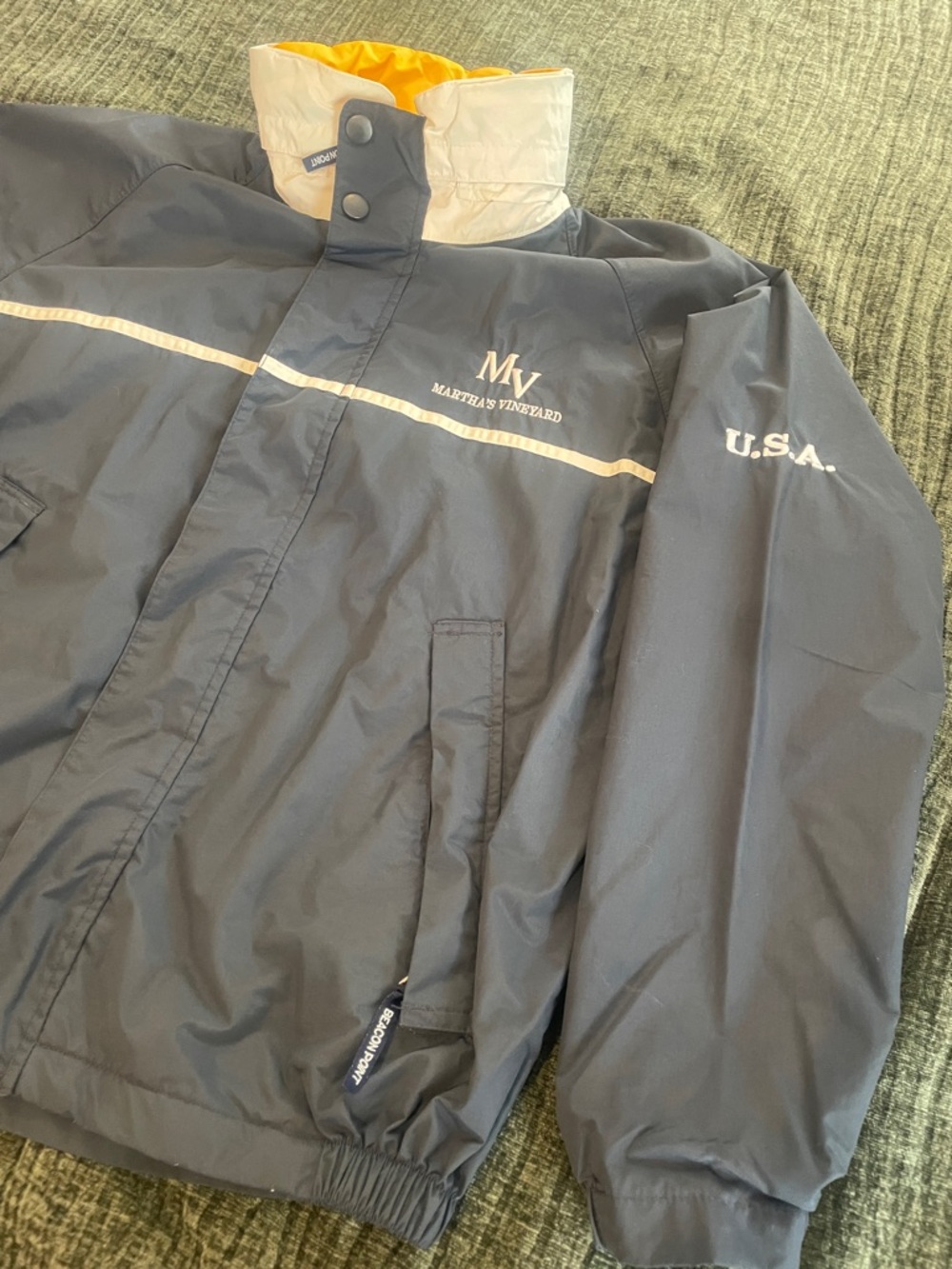 Navy Windbreaker with Cream Trim - Picture 3 of 10